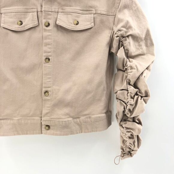 Bar III Ruched-Sleeve Jacket Naturally Nude XS‎ - Picture 4 of 8